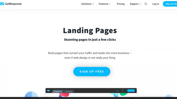 Getresponse.com - landing Pages - vstupní a cílené stránky
